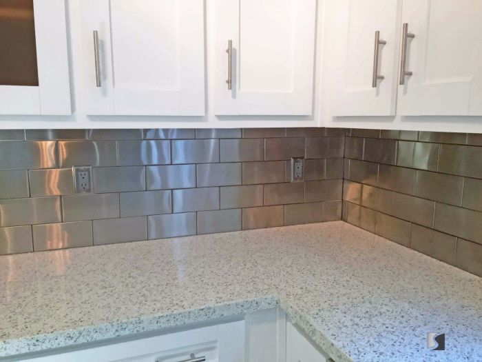 4 x 4 Brushed Stainless Steel Kitchen Back Splash Tile (9 Tile) $17.95/SF