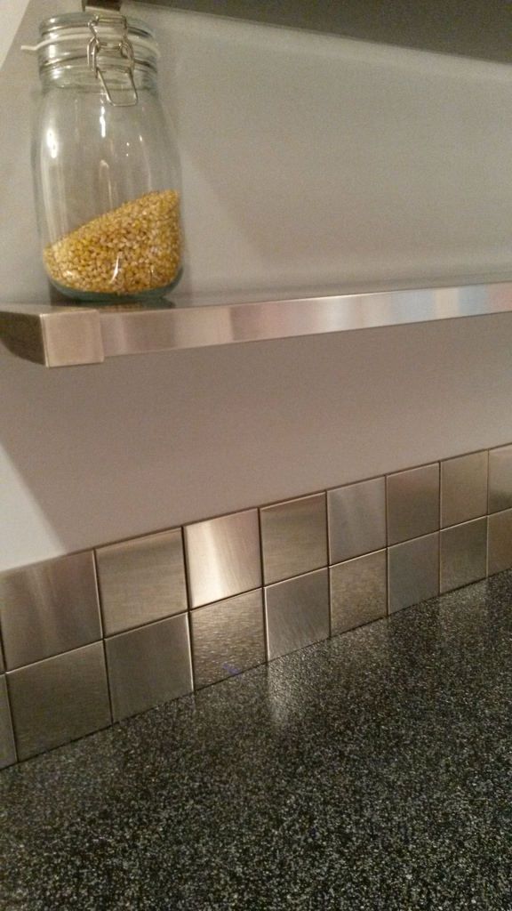 Square Stainless Steel Backsplash And Open Kitchen Shelf More Modern Ideas At Www.stainlesssteeltile.com .jpg
