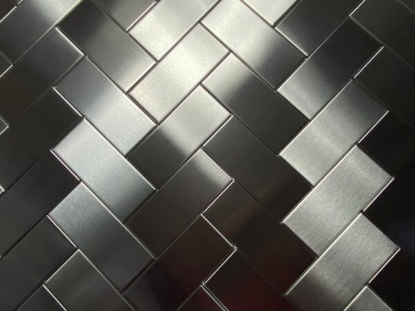 2.5x6 Herringbone Stainless Steel Tile Project J2