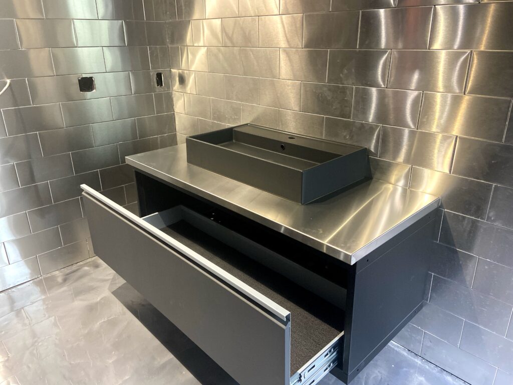 6x12 Stainless Steel Tile On Bathroom Wall 2